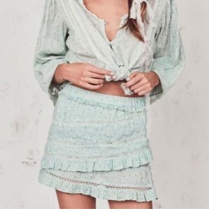 LoveShackFancy Green Gloria Floral Skirt